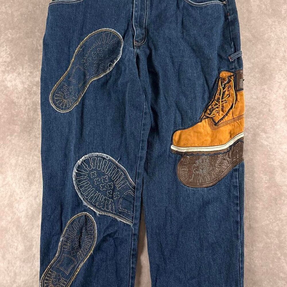 vintage y2k raw blue classic urban timberland baggy fit jeans